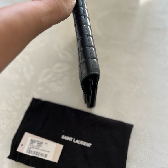 Saint Laurent Black Quilted Pouch with Gold Logo - Picture 9 of 13